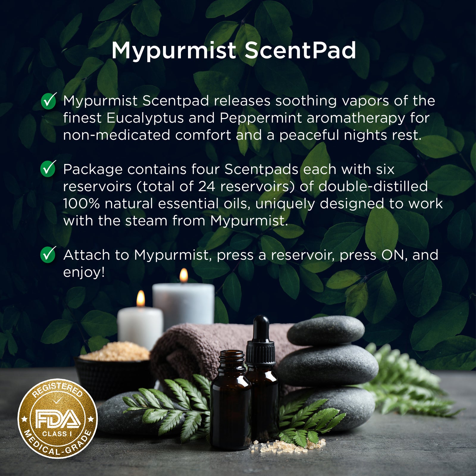 Mypurmist® ScentPad Eucalyptus & Peppermint - 4 pads | 24 Sessions
