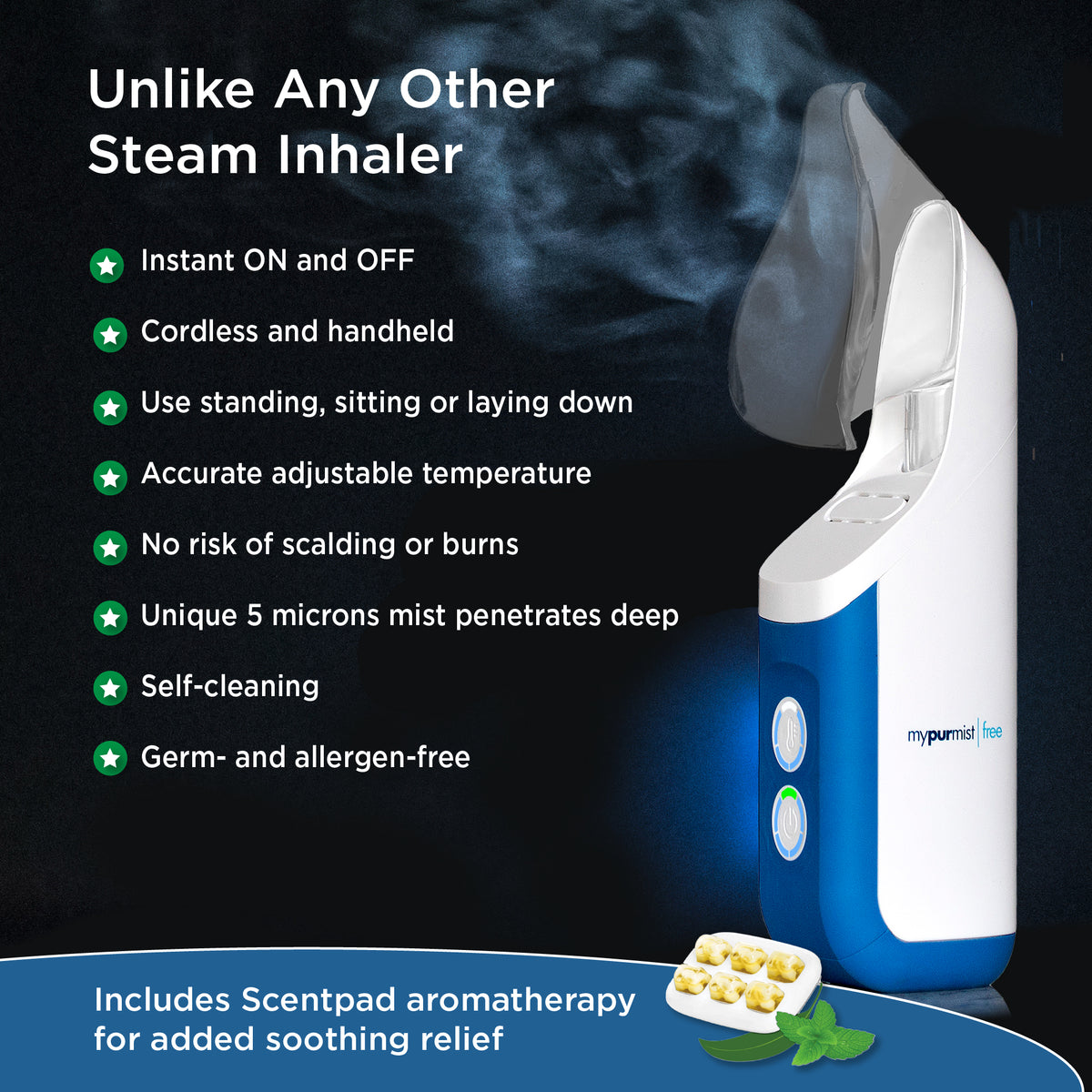 NEW! Mypurmist Free Cordless Ultrapure Facial Steamer and Steam Inhaler COMBO