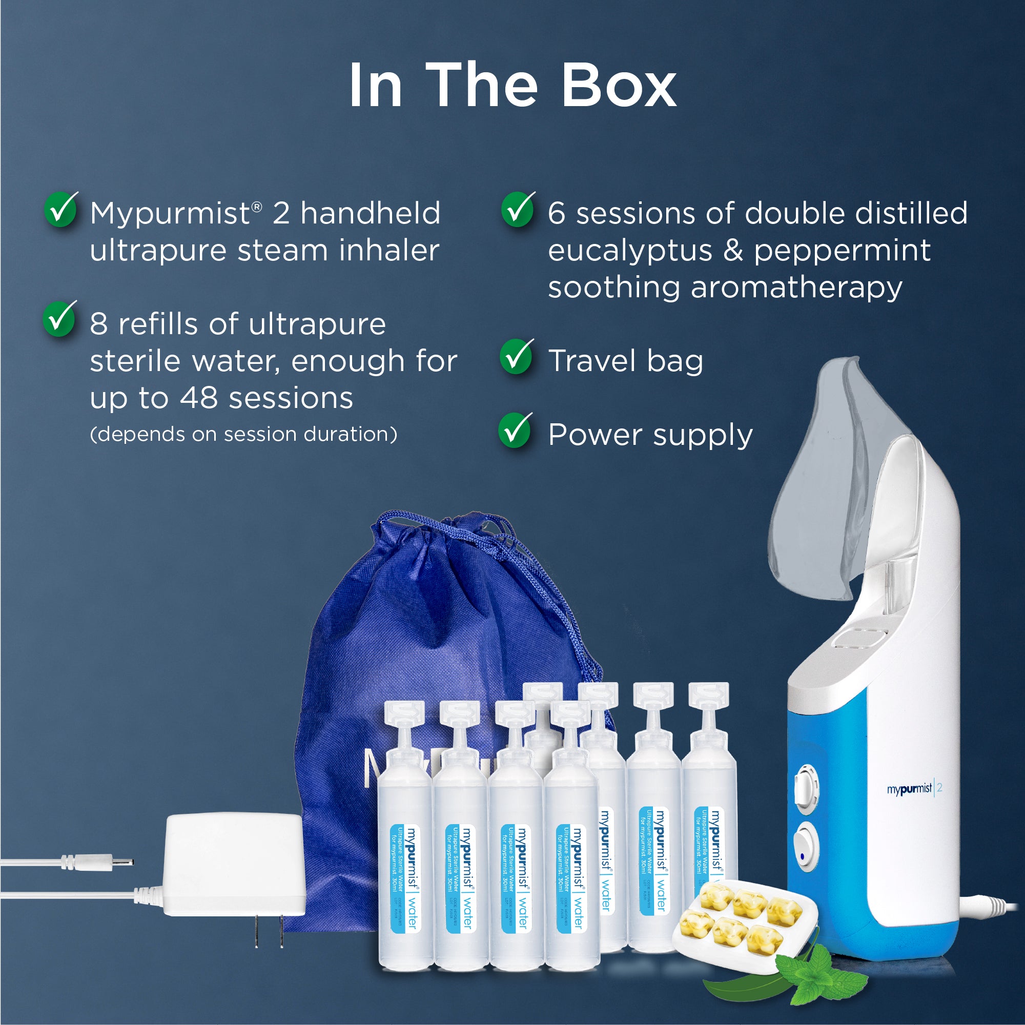 Mypurmist® 2 Ultrapure Handheld Steam Inhaler® / Humidifier / Vaporizer