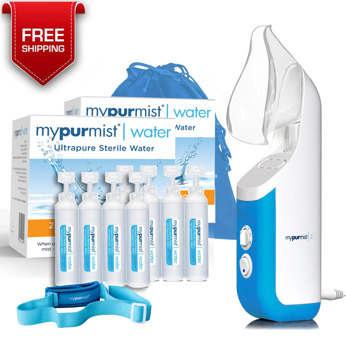 Mypurmist® 2 Ultrapure Handheld Steam Inhaler® PLUS Handsfree Strap