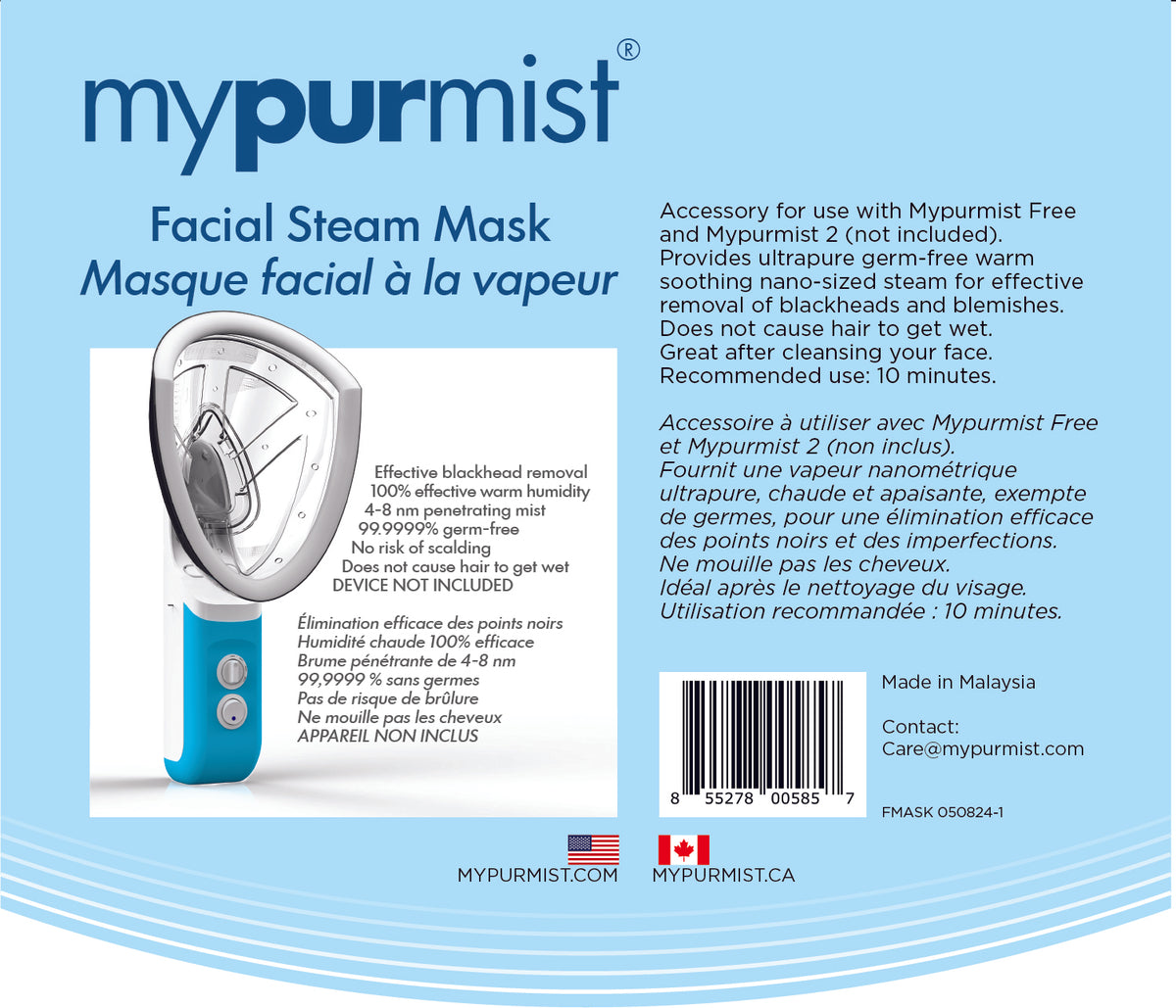 NEW! Mypurmist Facial Steam Mask - Ultrapure Accessory