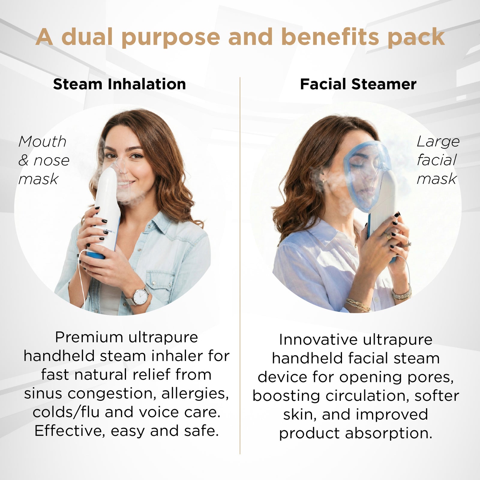 Mypurmist 2 Handheld Ultrapure Facial Steamer and Steam Inhaler COMBO (plug-in)