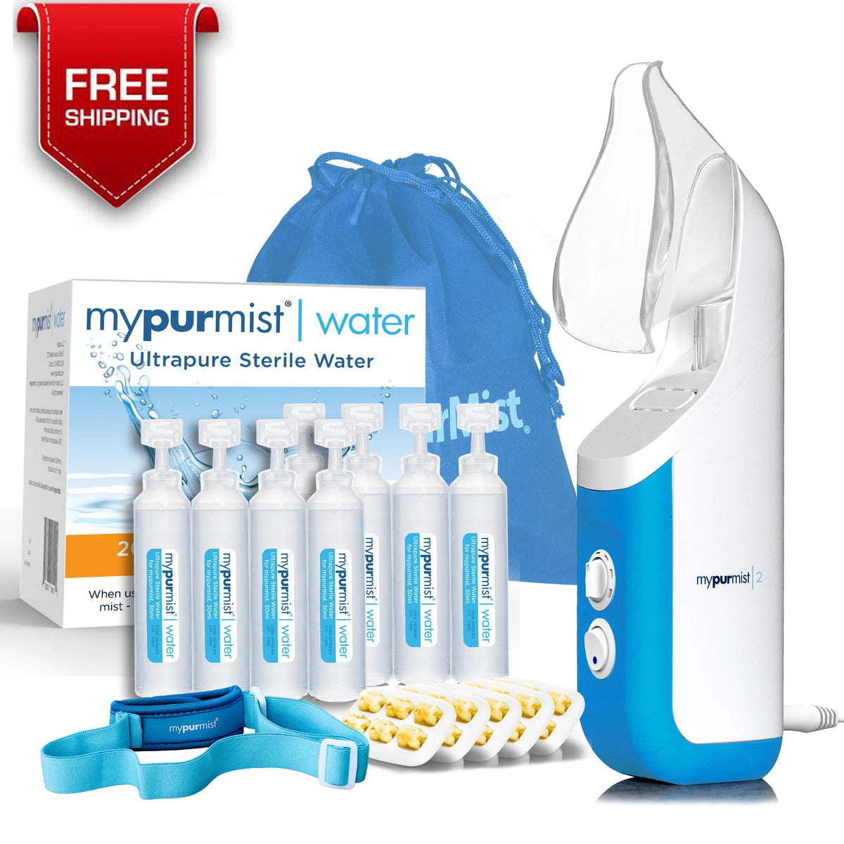 Mypurmist® 2 Ultrapure Handheld Steam Inhaler® PLUS Handsfree Strap