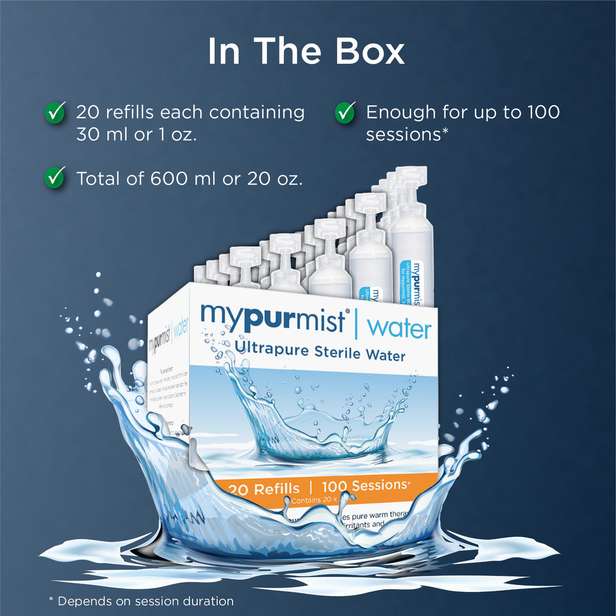Mypurmist® Ultrapure Sterile Water - 20 refills | 100 sessions