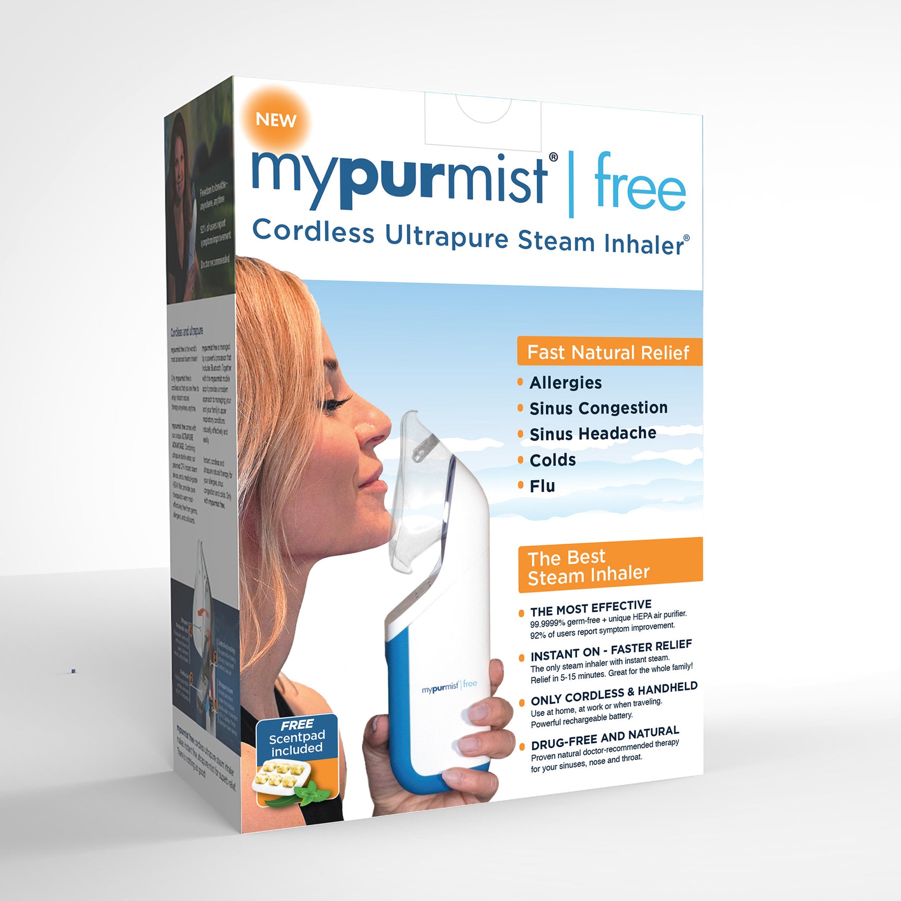 Mypurmist Free® cordless ultrapure steam inhaler® / humidifier / vapor