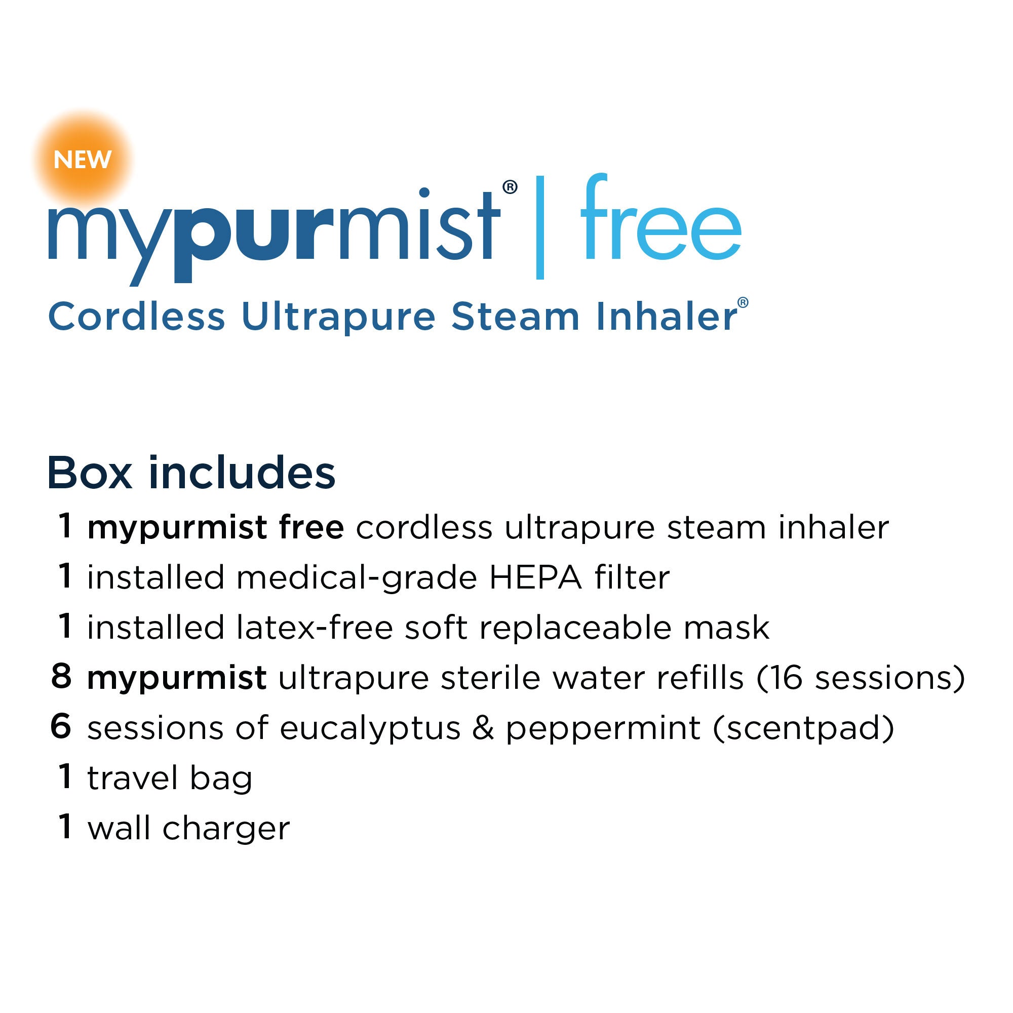 Mypurmist Free® cordless ultrapure steam inhaler® / humidifier / vapor